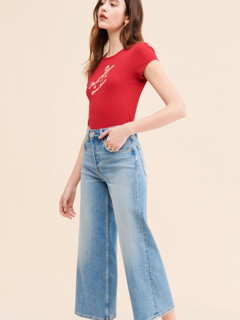 RE/DONE High Rise Wide Leg Crop Jeans Size 27